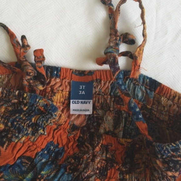 old navy cropped smocked rayon cotton blend floral tank top 3T toddler girls - Picture 4 of 6